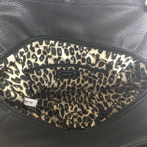 NINE WEST black faux-leather large zipper purse - Picture 7 of 8